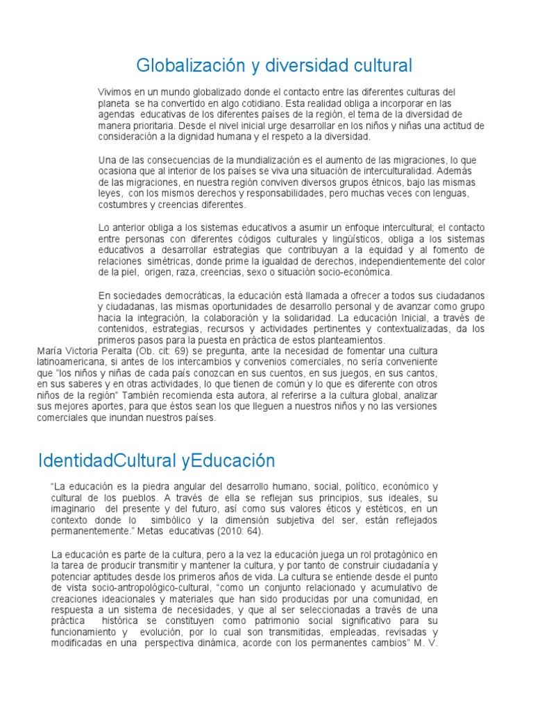 Diversidad Cultural y Educación Inicial | PDF | Educación de la primera ...