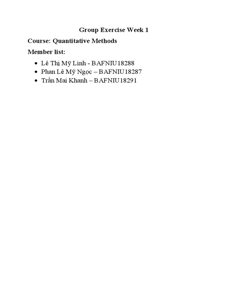 Group Exercise Week 1 | PDF