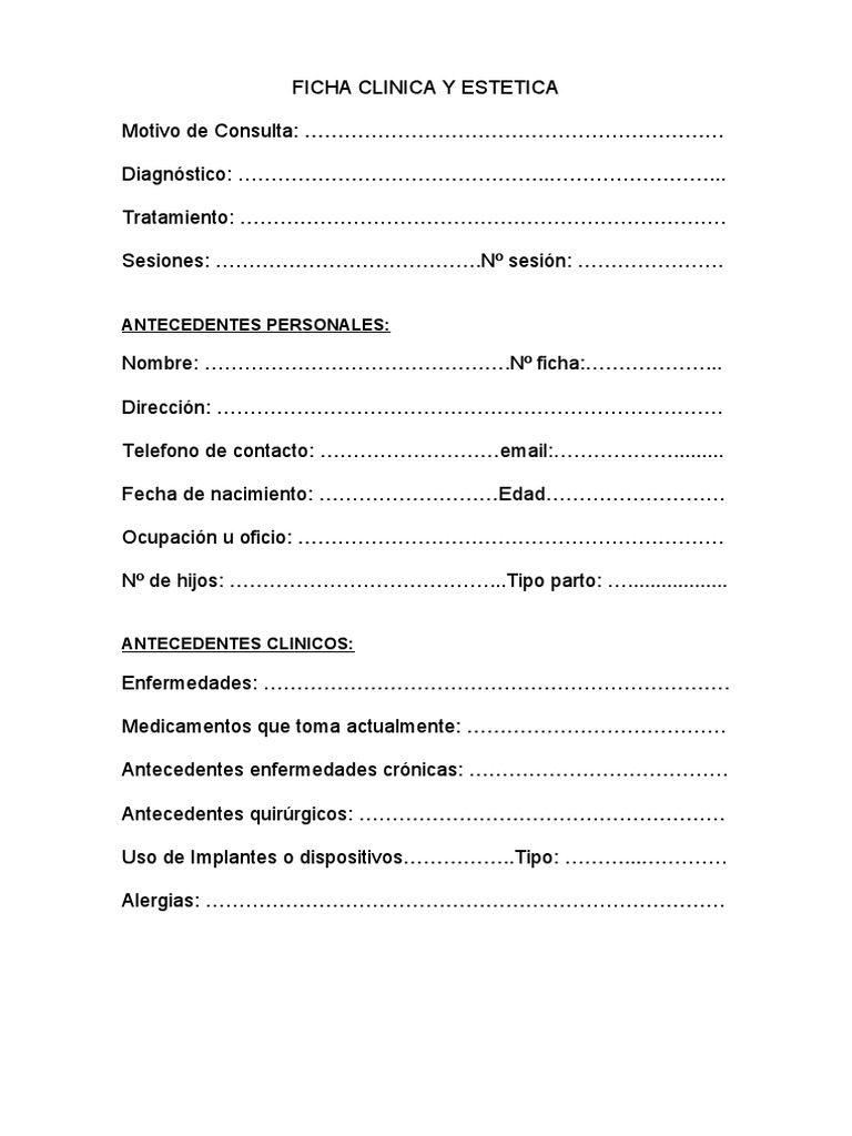 FICHA CLINICA Y ESTETICA