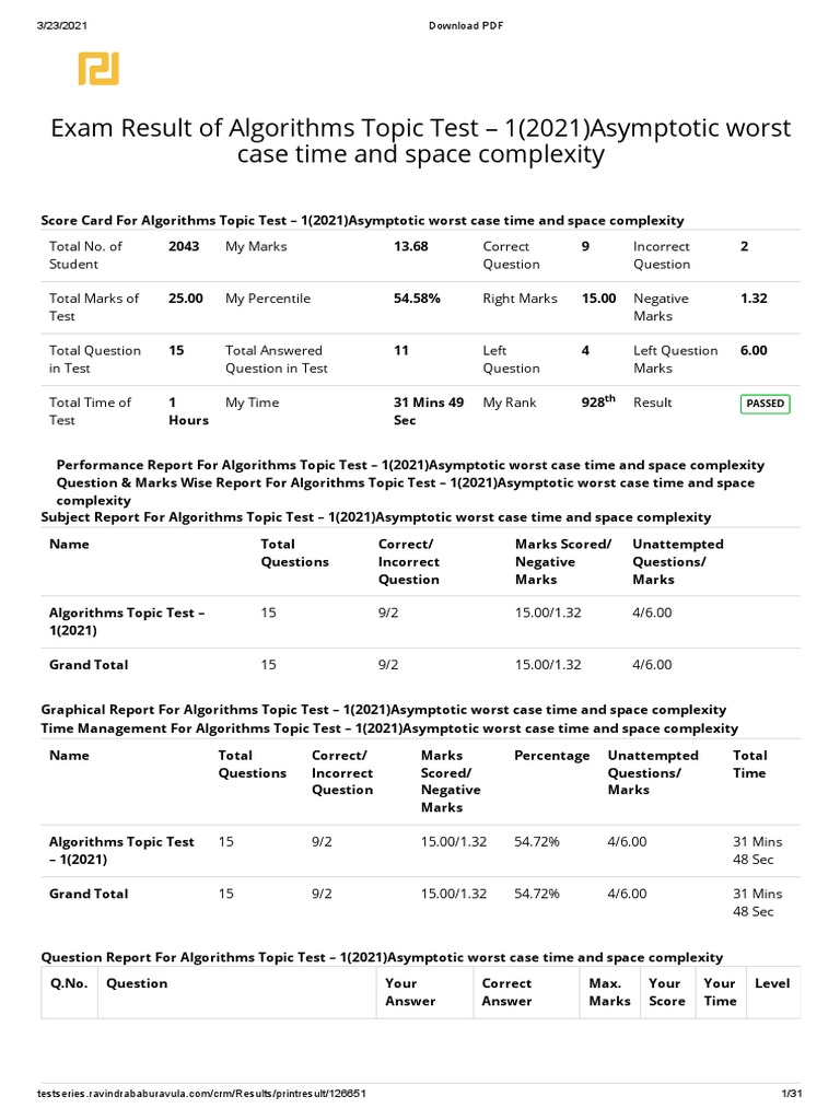 2021) Asymptotic Worst Case Time and Space Complexity | PDF | Time ...