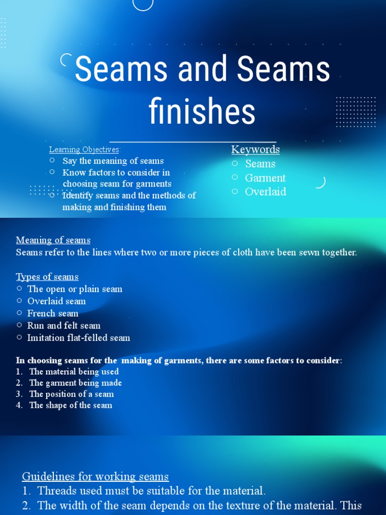 Understanding Seams and Their Selection | PDF