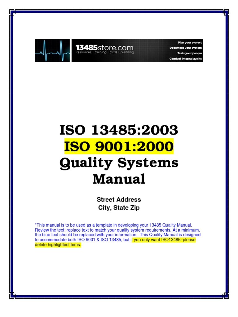 ISO 13485 Quality Manual Sample | PDF | Quality Management System | Iso ...