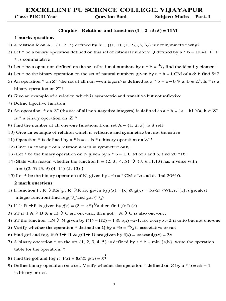PUC II Year Maths Question Bank | PDF | Determinant | Matrix (Mathematics)