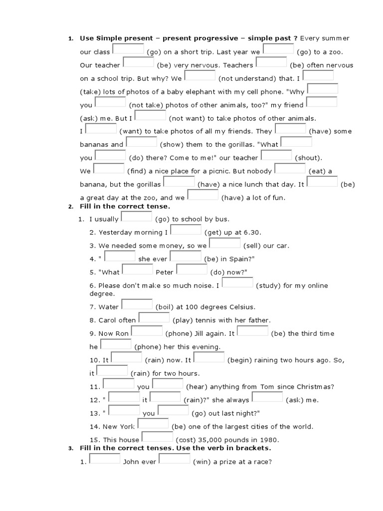 Tenses Exercises for Students | PDF