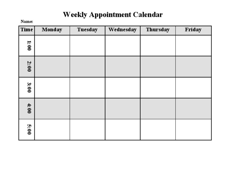 Weekly Appointment Schedule Template | PDF
