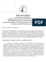 Lettre Au Président Macron - 1er Octobre 2021