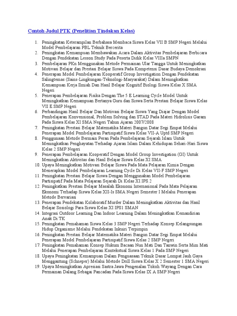 Contoh Judul Ptk