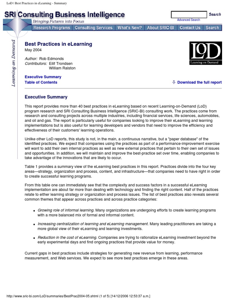 Best Practices in Elearning | PDF | Educational Technology | Learning