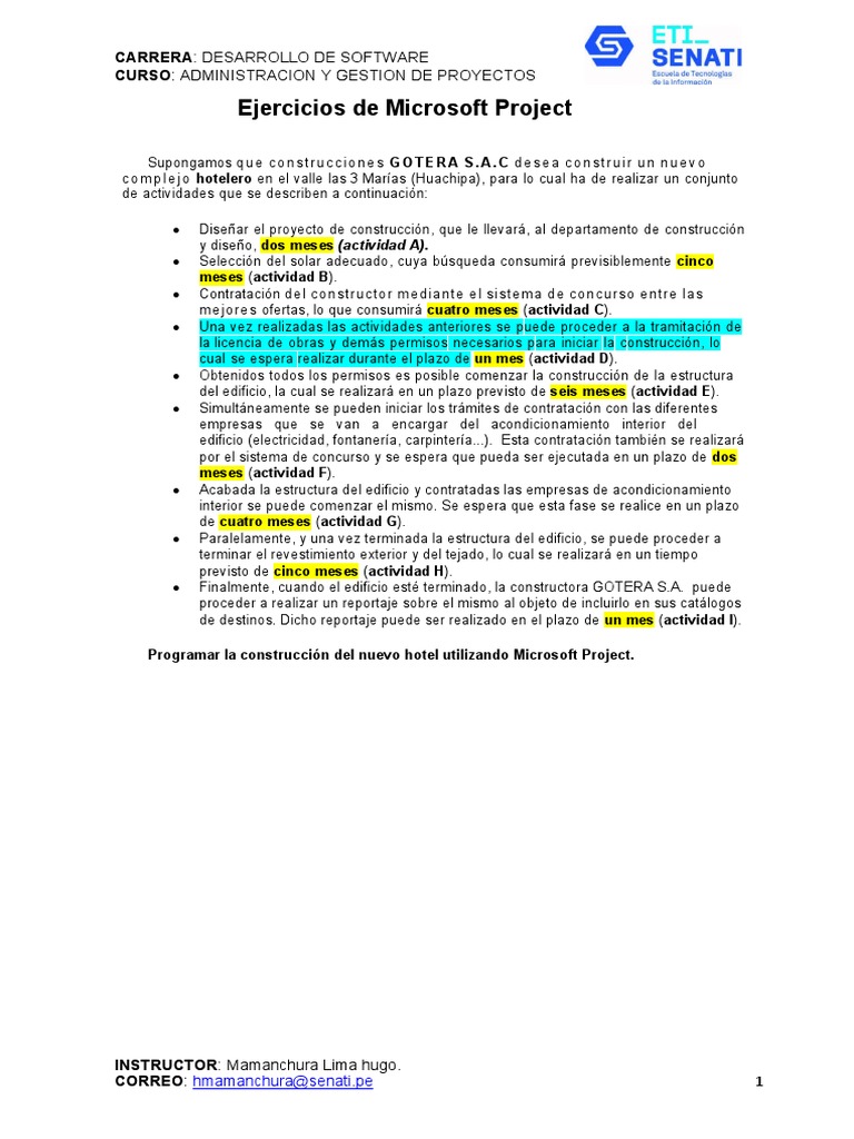 Ejercicios - MS Project | PDF | Informática