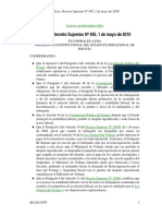 Bolivia: Decreto Supremo #495, 1 de Mayo de 2010: Lexivox, Portal Jurídico Libre