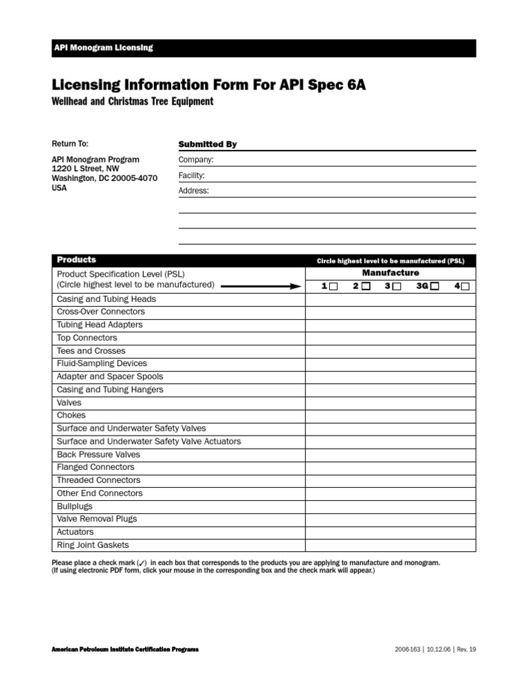 API Monogram Licensing Form Guide | PDF