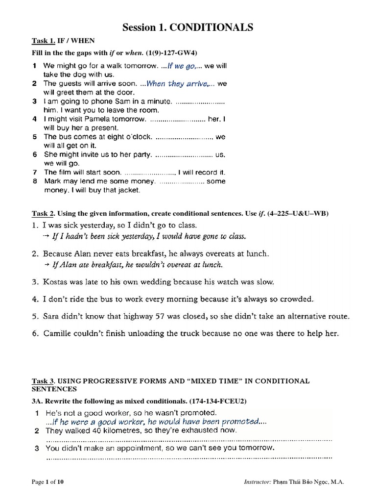 Conditional Sentences Practice Tasks | PDF | Grammar | Human Communication