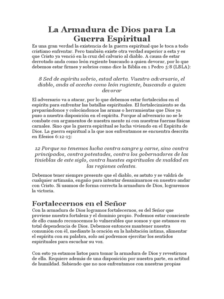 La Armadura de Dios en la Guerra Espiritual | PDF | Dios | Fe