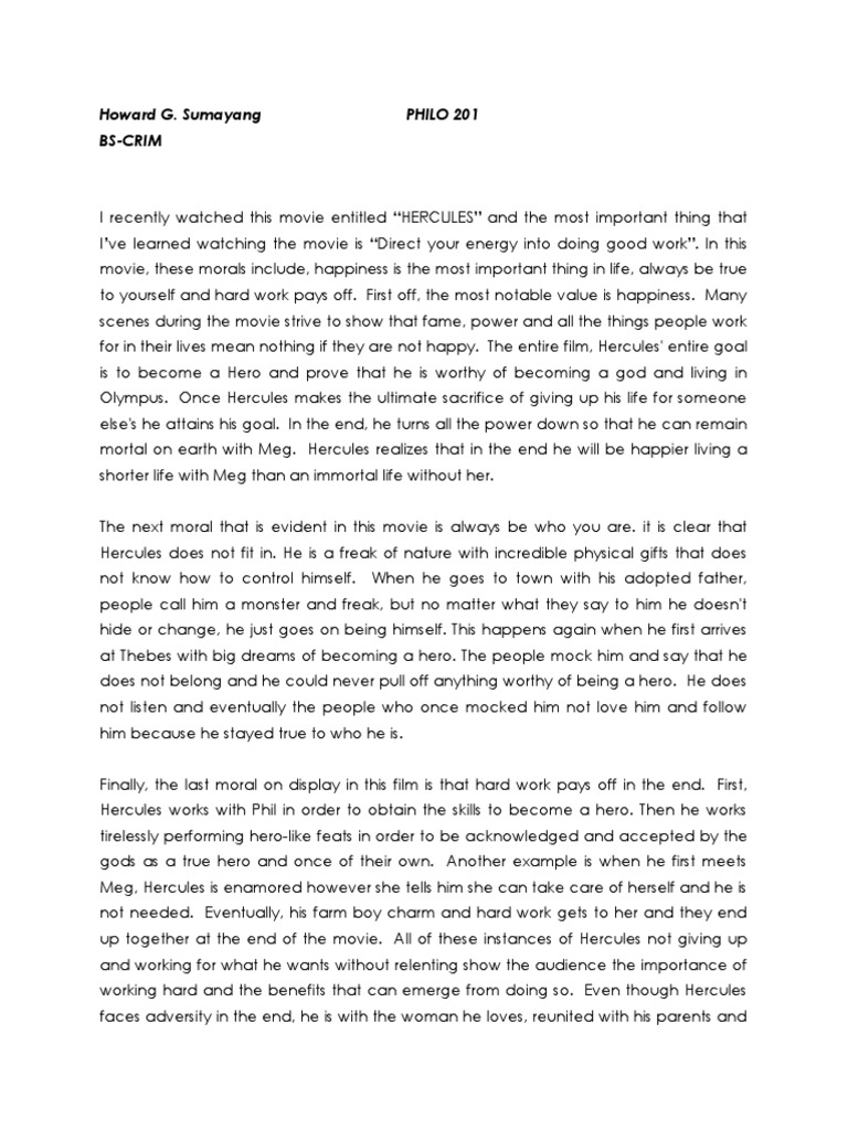 Activity 2.1 - Film Reflection Paper | PDF | Hero
