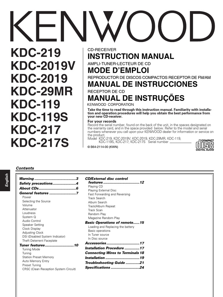 Kenwood Car Radio Manual PDF Compact Disc Electrical Connector