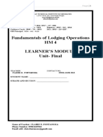 Fundamentals of Lodging Operations HM4 Learner'S Module Unit-Final