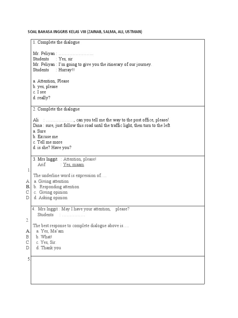 English Class Dialogue Exercises | PDF | Language Arts & Discipline ...