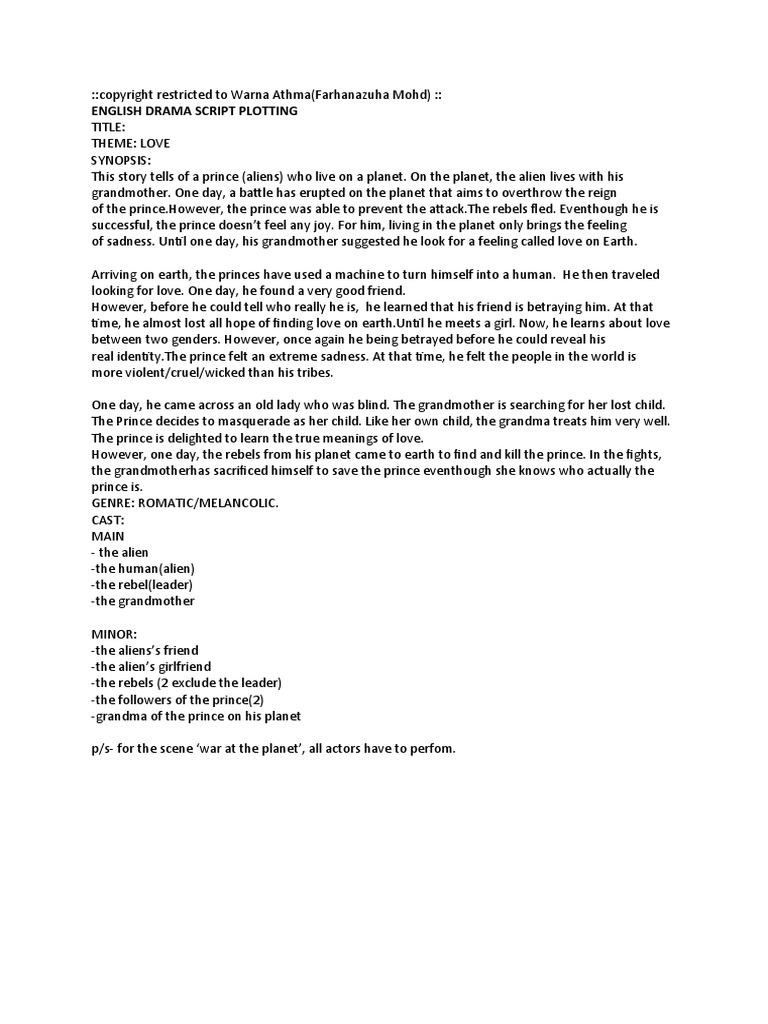 English Drama Script Plotting | PDF | Business | Anger