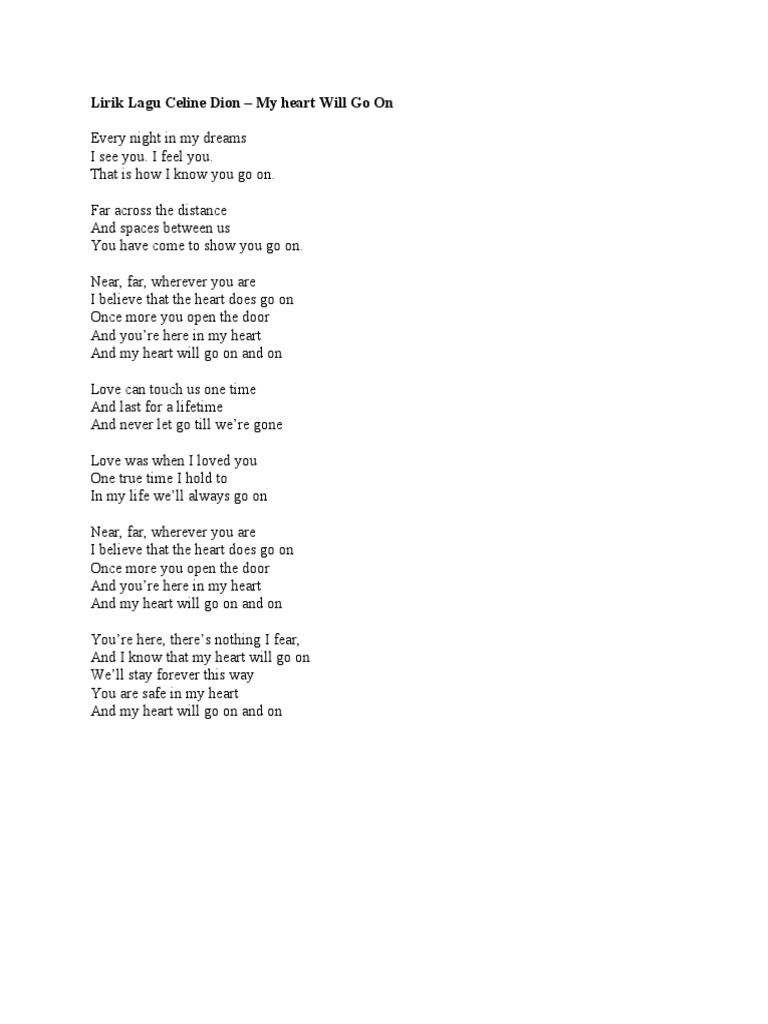 Lirik Lagu Celine Dion Titanic PDF