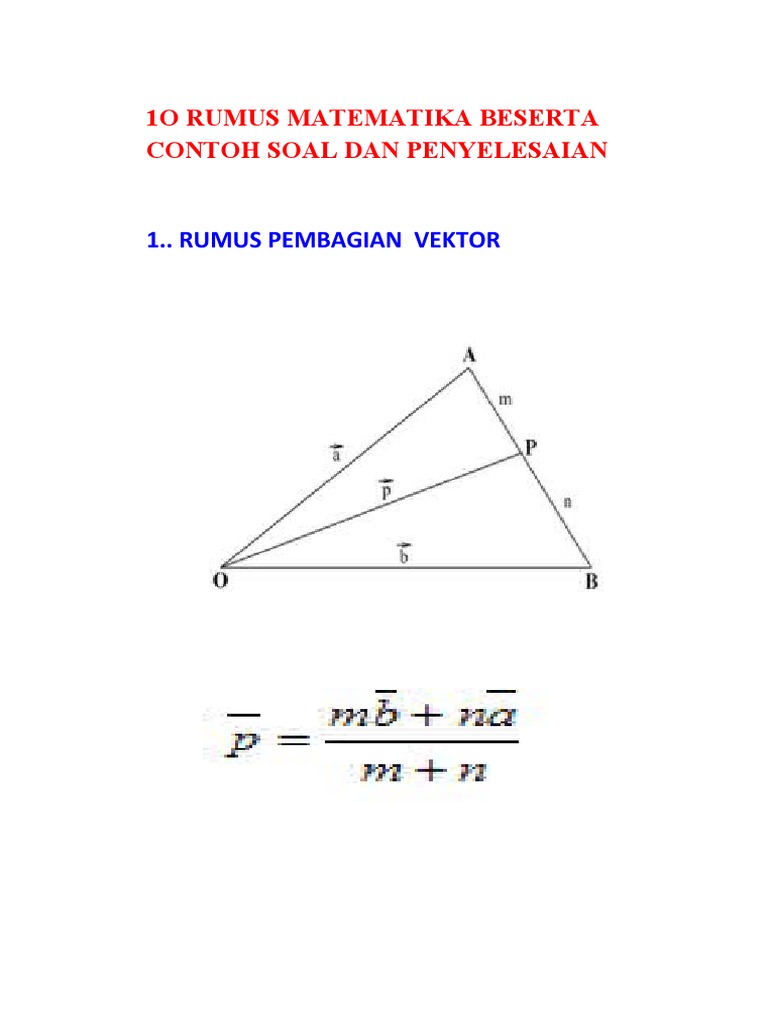 10 Rumus Matematika Beserta Contoh Soal Dan Penyelesaiannya