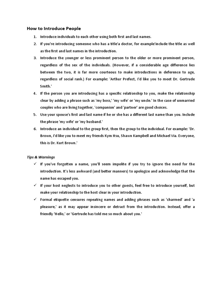 Effective Introduction Techniques | PDF | Social Institutions | Social ...