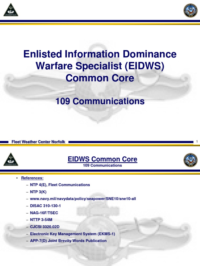 Enlisted Information Dominance Warfare Specialist (EIDWS) Common Core ...