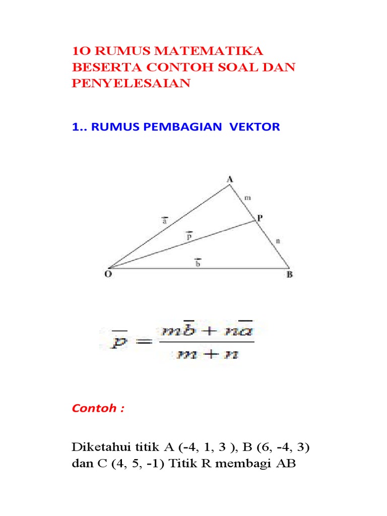 10 Rumus Matematika Beserta Contoh Soal Dan Penyelesaiannya