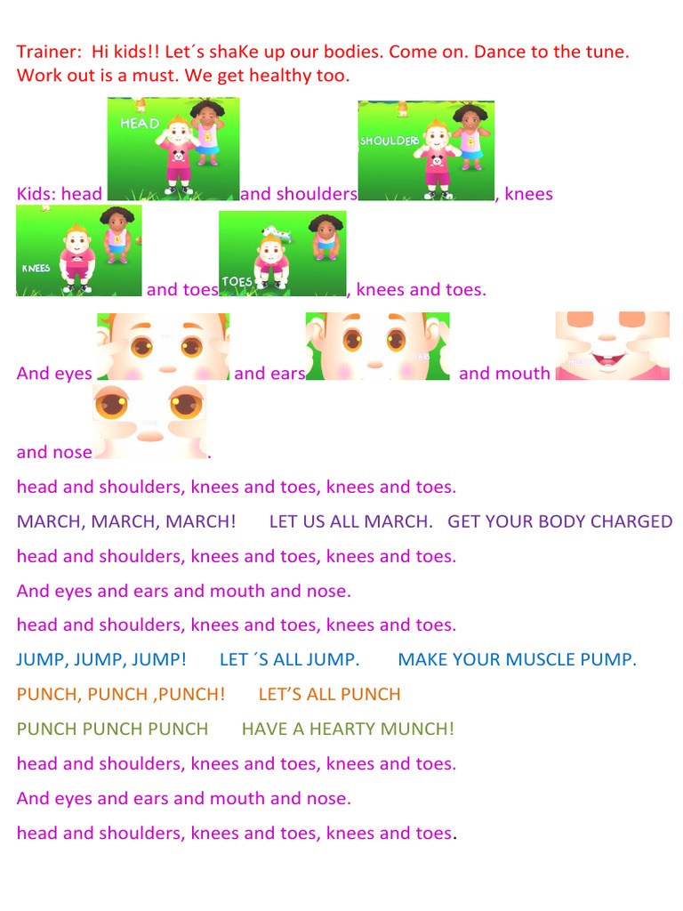 Head and Shoulder Knees and Toes Lyrics PDF