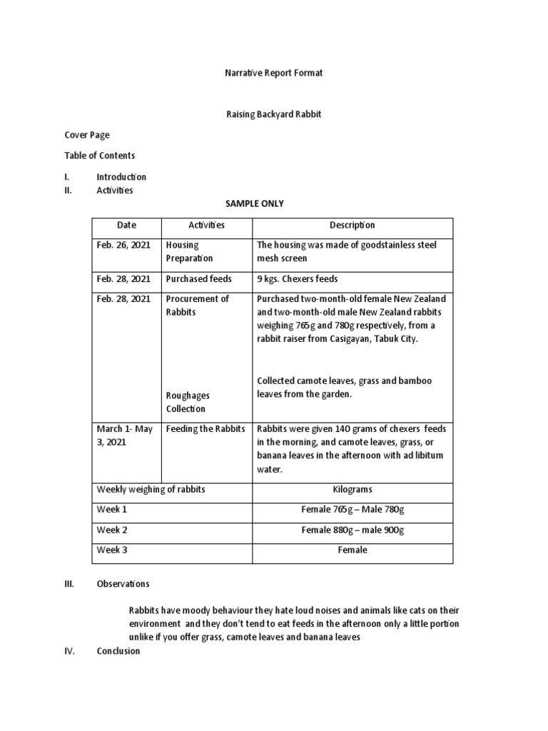 Narrative Report Format | PDF