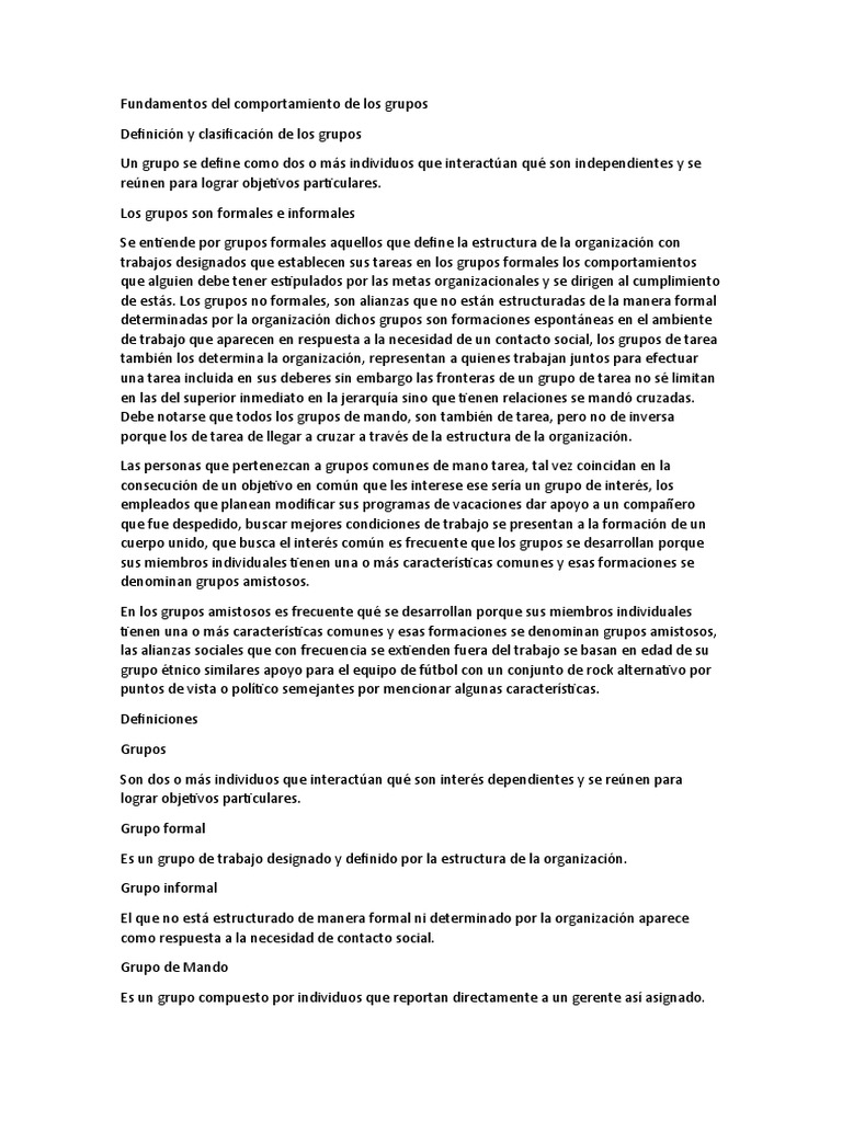 Fundamentos del Comportamiento Grupal | PDF | Comportamiento | Toma de ...