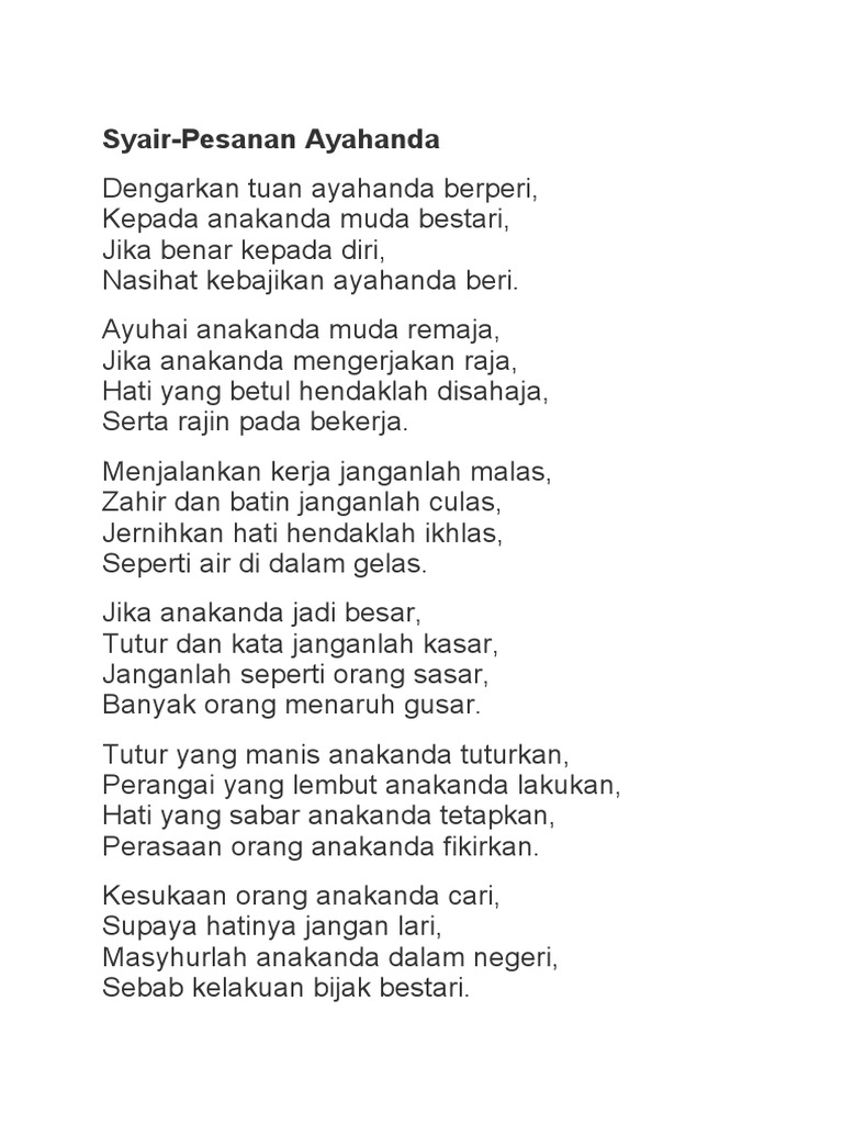 Syair Pesanan Ayah
