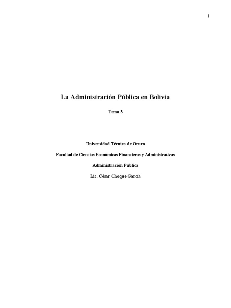 Tema 3 Administración Pública en Bolivia | PDF | Administración Pública ...