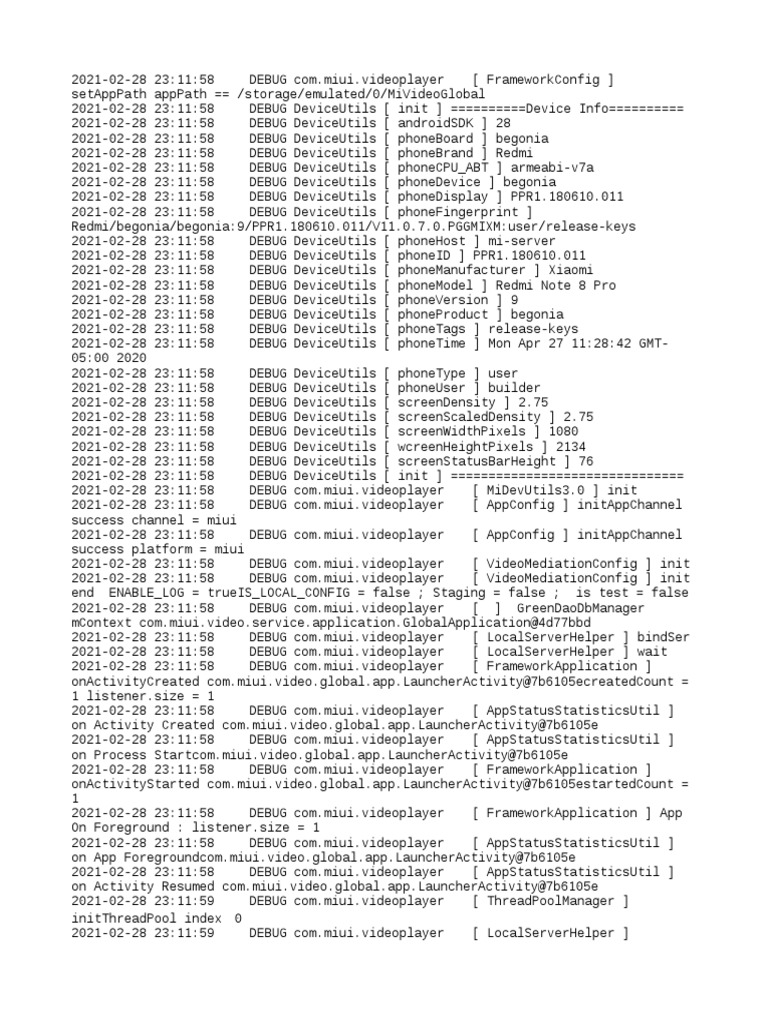 Xiaomi Redmi Note 8 Pro Debug Log | PDF | Application Software ...