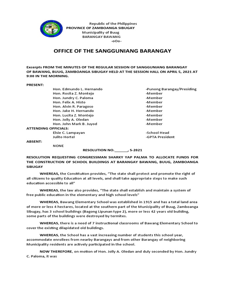 Resolution For School Building | PDF | Justice | Crime & Violence