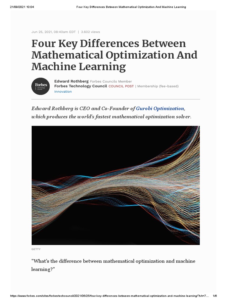 Four Key Differences Between Mathematical Optimization and Machine ...