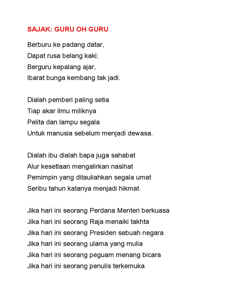 Sajak Guru Oh Guru Pdf