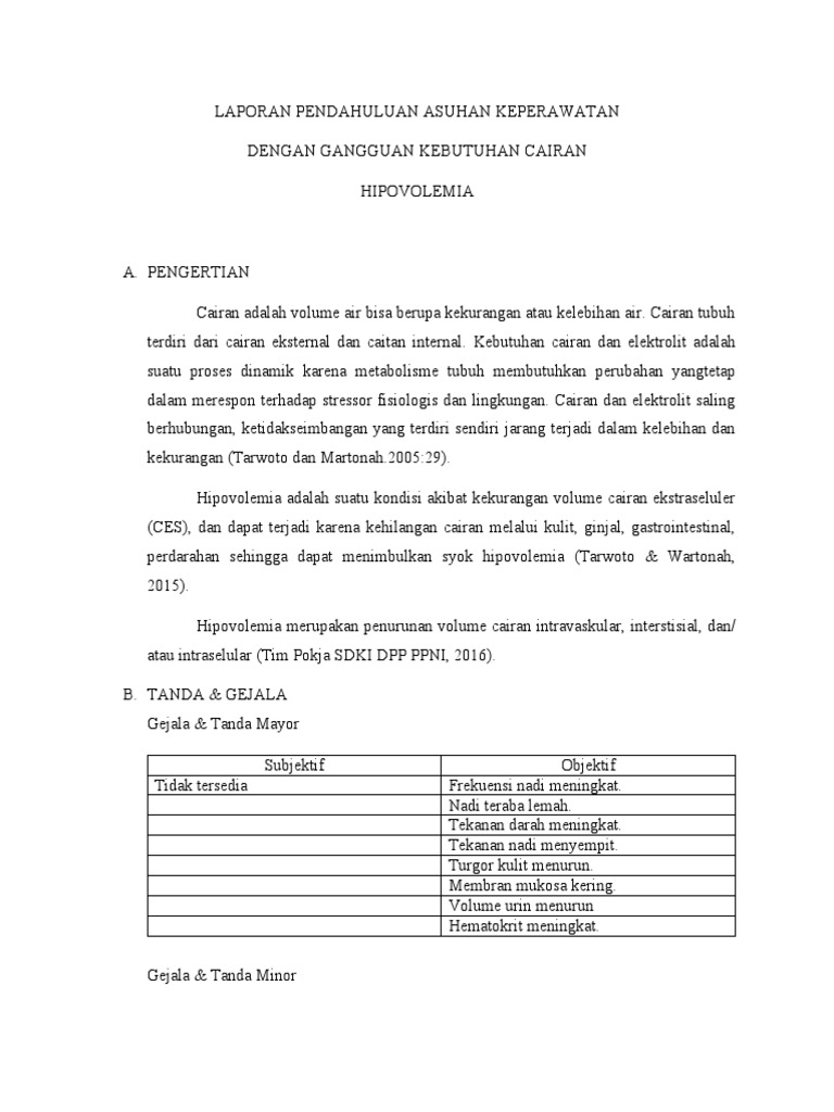 Asuhan Keperawatan Hipovolemia Anak | PDF | Kesehatan Holistik | Sains ...