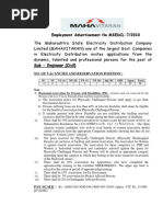 Employment Advertisement No - MSEDCL-7/2010: No. of Vacancies and Reservation Position