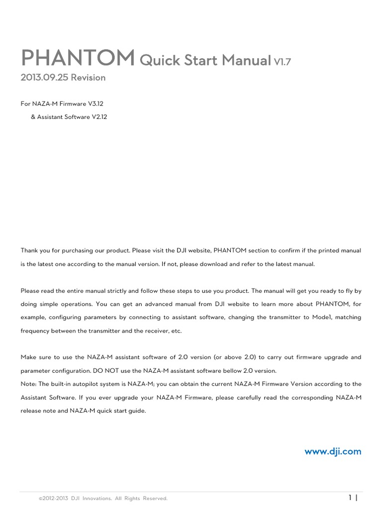PHANTOM Quick Start Manual v1.7 en | PDF | Compass | Radio