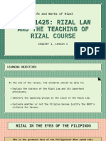 Rizal Law and The Teaching of Rizal Course