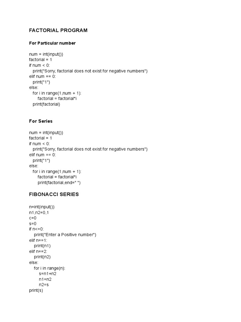 Factorial Program: For Particular Number | PDF | Array Data Structure ...