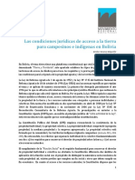 Condiciones Juridicas de Acceso A La Tierra para Campesinos e Indigenas en Bolivia