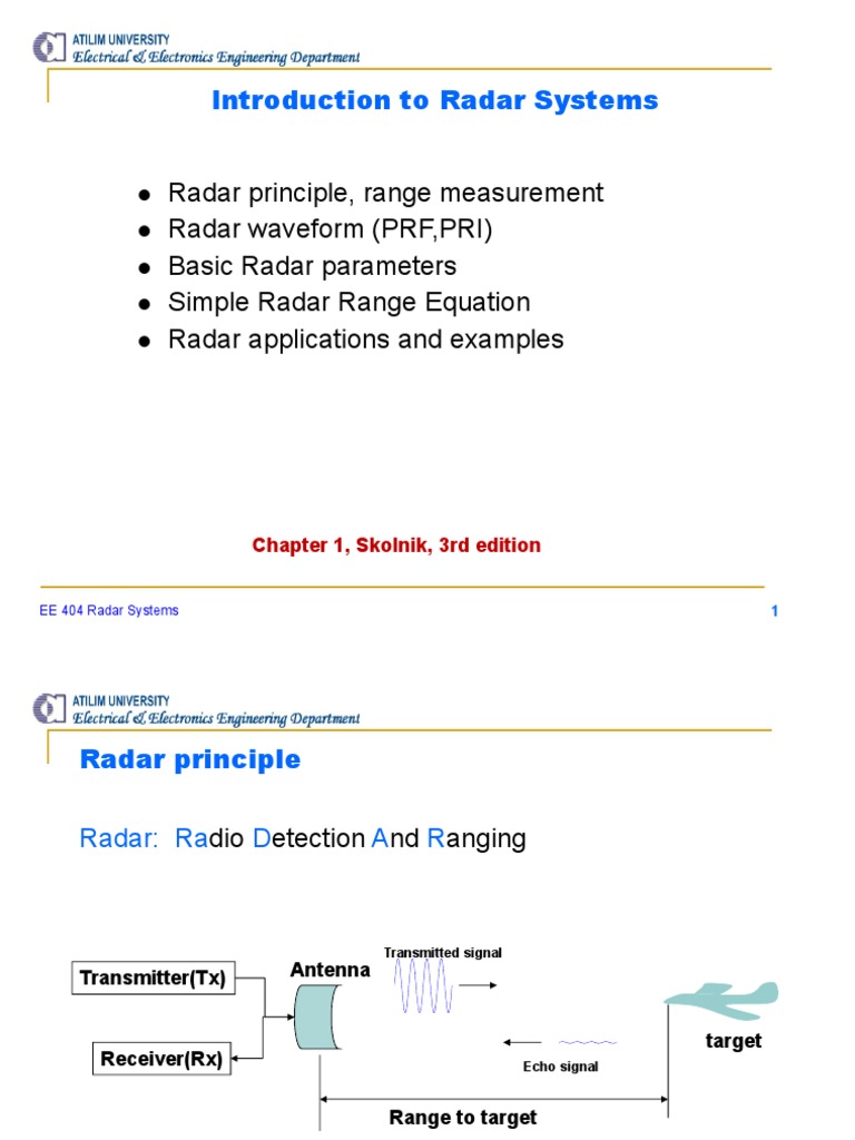 Introduction To Radar Systems PDF Radar Broadcast Engineering