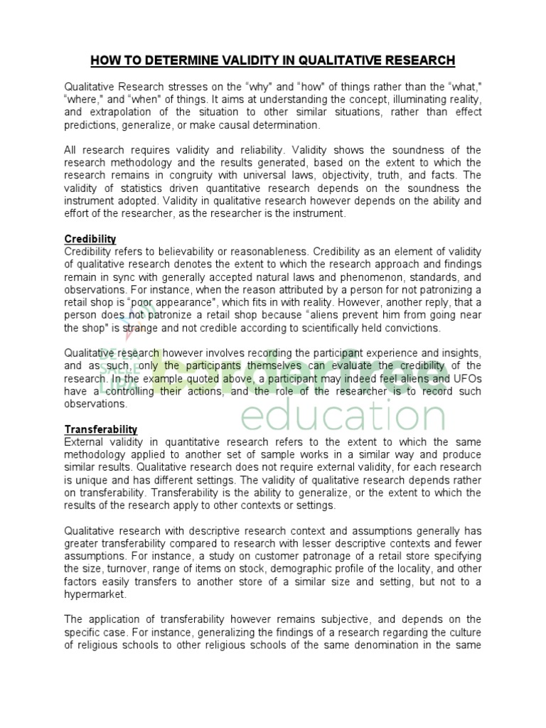 Lesson 2 - How To Determine Validity in Qualitative Research | PDF ...