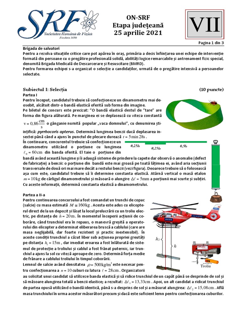 Subiecte Clasa A VIIa Olimpiada Judeteana Fizică 2021 PDF