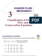 Advanced Fluid Mechanics I: Classification of Fluid Flow and The Conservation Equations