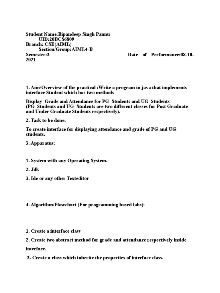 Experiment Worksheet 2.1 | PDF | Class (Computer Programming) | Method ...