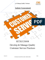 Student Assessment: Sitxccs008 Develop & Manage Quality Customer Service Practices