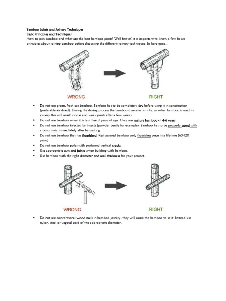 Bamboo Joints and Joinery Techniques PDF Bamboo Economic Sectors
