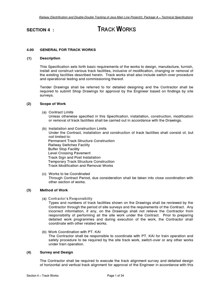 Java Main Line Track Works Specifications | PDF | Track (Rail Transport ...